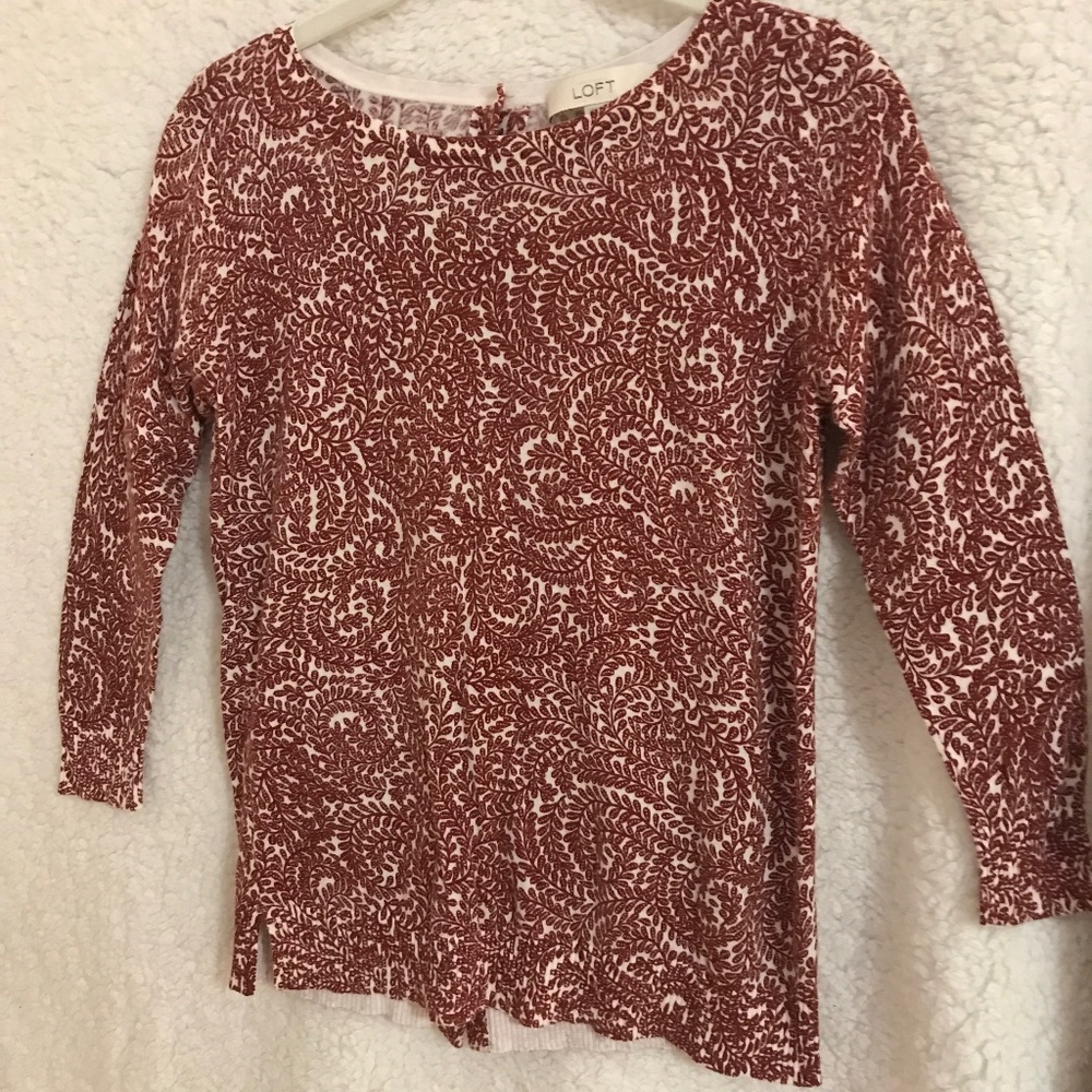 Loft back button lightweight sweater.